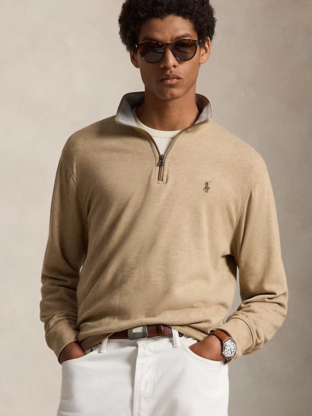 Polo Ralph Lauren Luxury Jersey Quarter-Zip Pullover SZ XL Preppy Fall